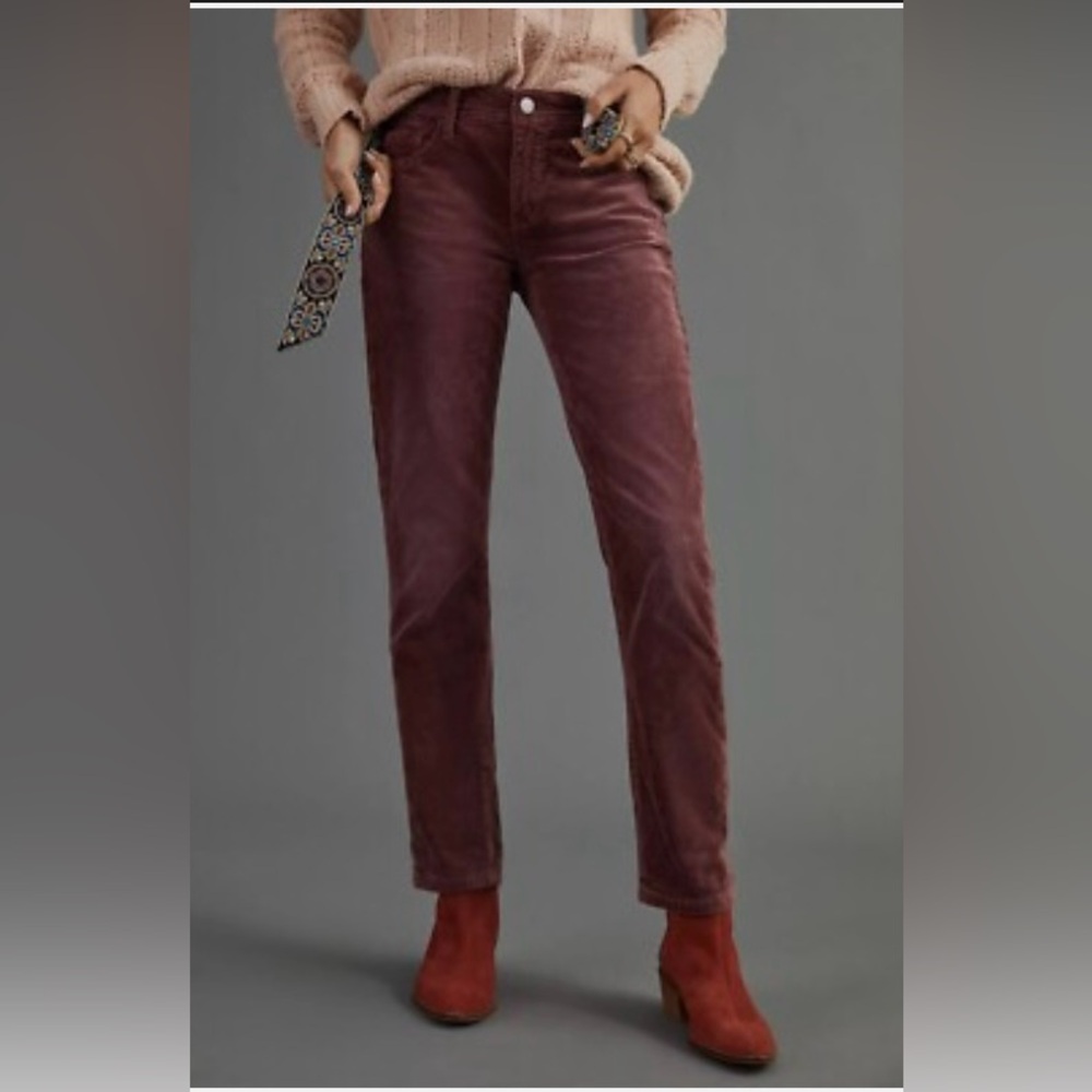 Pilcro Slim Boyfriend Crop Corduroy Pants – Size 32, Rose Mauve